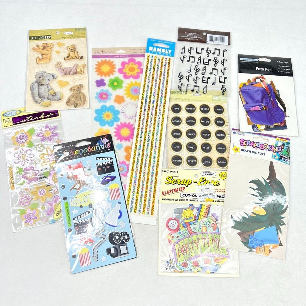 Lot of 10 Miscellaneous Scrapbooking Sticker Sheets